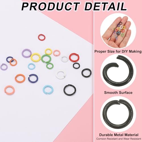 Open Jump Rings, 400 Pcs 6mm Round Ring Charm Loops Connector view 3