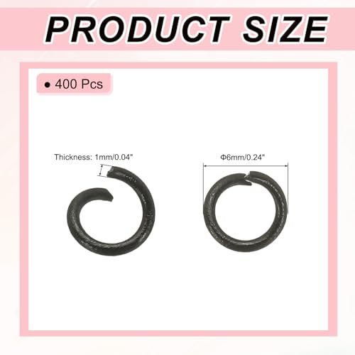 Open Jump Rings, 400 Pcs 6mm Round Ring Charm Loops Connector view 2