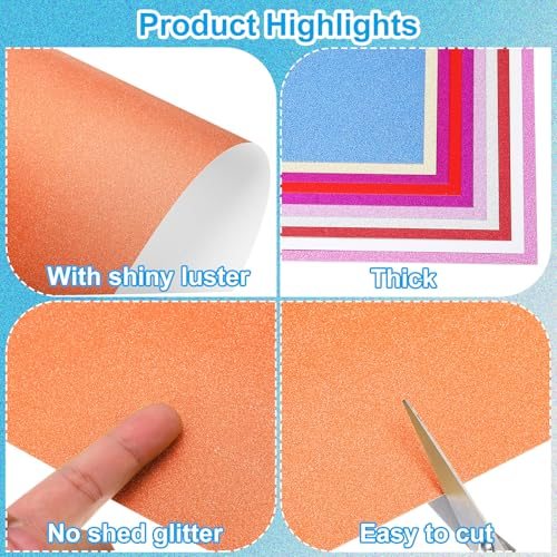 Orange Glitter Cardstock Paper, 12 x 12 in 250gsm Square view 3