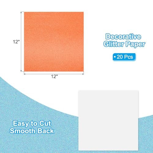 Orange Glitter Cardstock Paper, 12 x 12 in 250gsm Square view 2