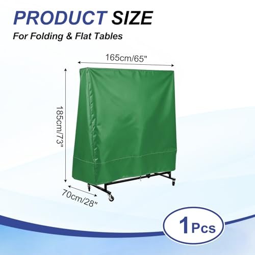 Outdoor Ping Pong Table Cover Green Waterproof 73"Hx65"Lx28"W, Table view 2