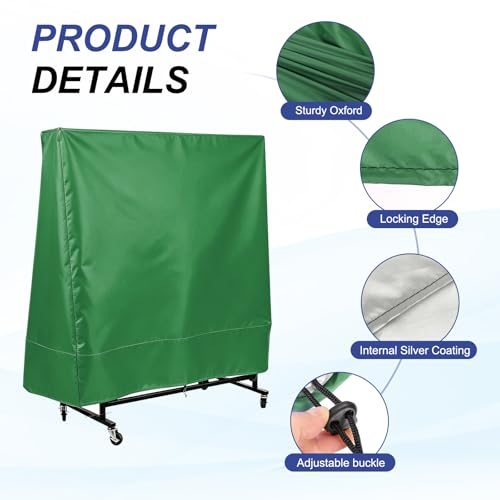 Outdoor Ping Pong Table Cover Green Waterproof 73"Hx65"Lx28"W, Table view 4