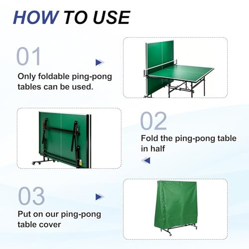 Outdoor Ping Pong Table Cover Green Waterproof 73"Hx65"Lx28"W, Table view 5