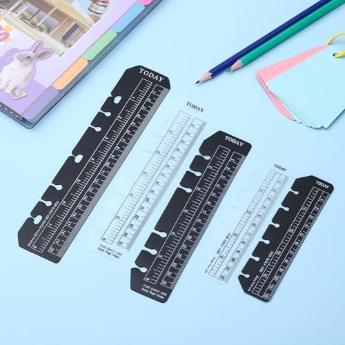 Page Marker Ruler 25 Pcs A6 6 Holes Bookmark Ruler Black view 4
