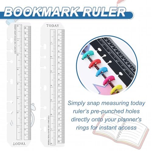 Page Marker Ruler 25 Pcs A6 6 Holes Bookmark Ruler Black view 5