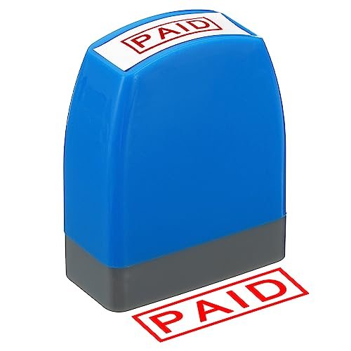 Paid Stamp Self Inking Red Ink Office Stamps Pre Inked, Message — PATIKIL