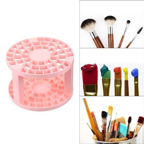 Paint Brush Holder, 49 Holes Plastic Paint Storage Desk Stand, Round view 5
