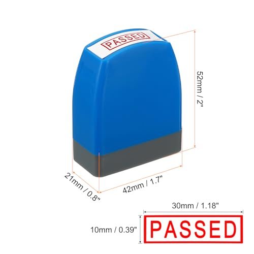 Passed Stamp Self Inking Red Ink Office Stamps w/Refill Ink, Pre Inked view 2