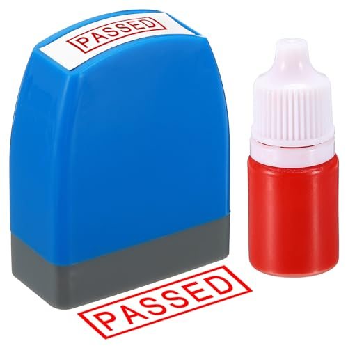 Passed Stamp Self Inking Red Ink Office Stamps w/Refill Ink, Pre Inked — PATIKIL