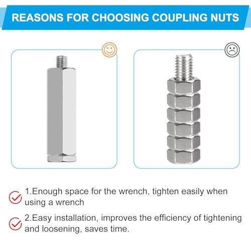 PATIKIL 1/4"-20 UNC 304 Stainless Steel Hex Coupling Nuts, 3Pcs 1.18" view 4