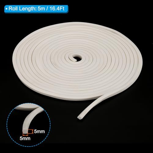 PATIKIL 1/5" Wx1/5 Tx16.4Ft Silicone Foam Seal Strip, High Density Square view 2