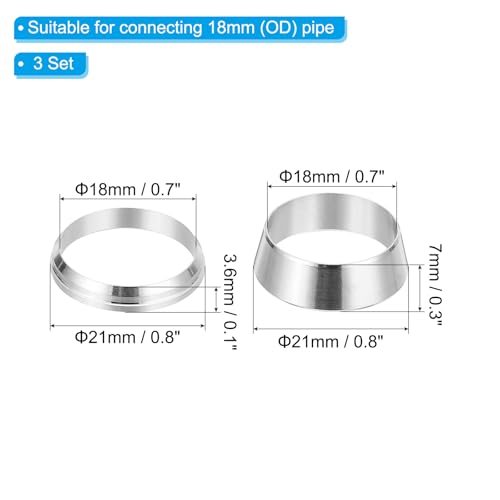 PATIKIL 18mm Tube OD 304 Stainless Steel Compression Tube Fitting Sleeve view 2
