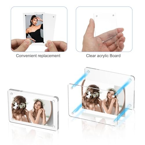 PATIKIL 2.36 x 3.54 Inch Acrylic Fridge Magnetic Frame, 5Pcs Mini Picture view 3