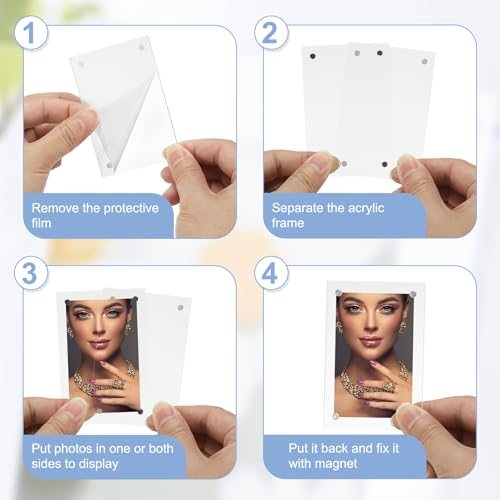 PATIKIL 2.36 x 3.54 Inch Acrylic Fridge Magnetic Frame, 5Pcs Mini Picture view 4