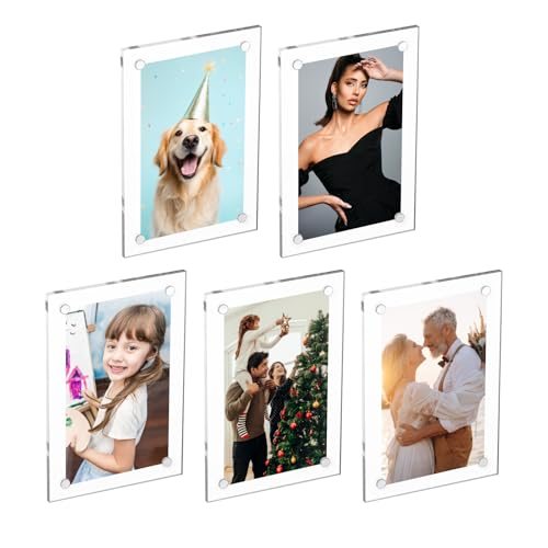 PATIKIL 2.36 x 3.54 Inch Acrylic Fridge Magnetic Frame, 5Pcs Mini Picture — PATIKIL
