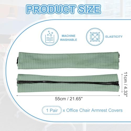 PATIKIL 22x4.3in Office Chair Armrest Covers, 1Pair, Pine Green view 2