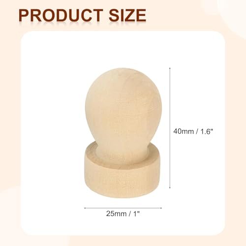 PATIKIL 25mm Stamp Wood Round Handle, Wooden Knobs Stamp Mounts Drawer view 2