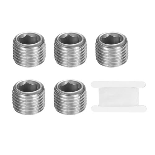 PATIKIL 5 Pcs 304 Stainless Steel Pipe Plug 1/8" BSP Male Internal Hex — PATIKIL