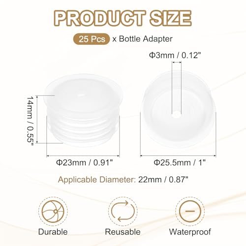 PATIKIL Bottle Adapter 0.87"/22mm Press in Plugs Clear 25Pcs, 0.12" Hole view 2