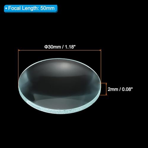 PATIKIL Convex Lens, 50mm Focal Length 30mm (1.18") Diameter Round Glass view 2