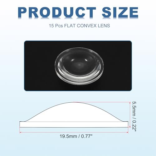 PATIKIL Diameter 19.5mm Flat Convex Lens, 15 Pcs Height 5.5mm Acrylic LED view 2