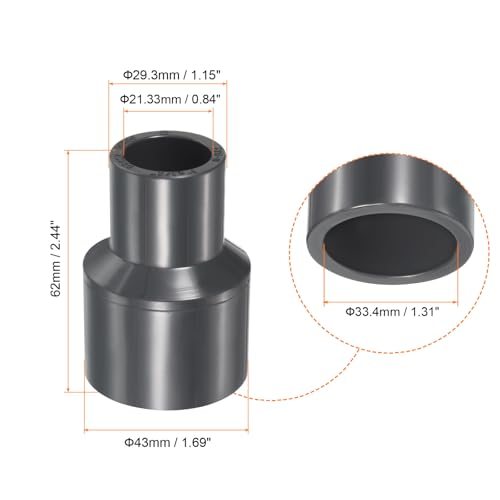 PATIKIL UPVC Reducer Pipe Fitting 1" x 1/2" Socket Schedule 80, 3 Pack | view 2