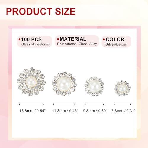 Pearl Sew on Rhinestones Crystals 8-14mm, 3 Layers Sewing, Flower Claw view 2