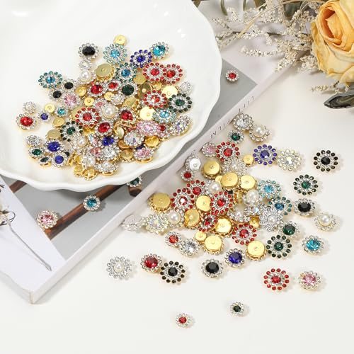 Pearl Sew on Rhinestones Crystals 8-14mm, 3 Layers Sewing, Flower Claw view 4