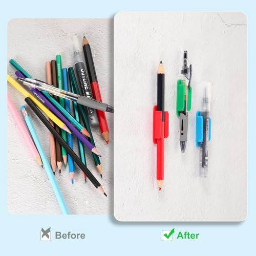Pen Holder for Desk, 30 Pack Adhesive Pencil Holders Silicone Pencil view 4