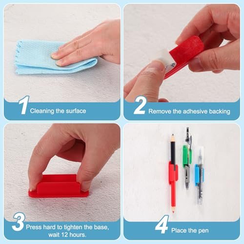 Pen Holder for Desk, 30 Pack Adhesive Pencil Holders Silicone Pencil view 5