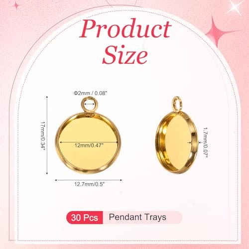 Pendant Trays 10/12/14/16/20mm Gold Tone view 2