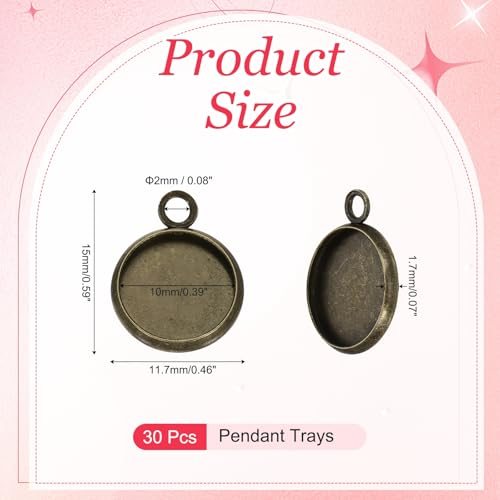 Pendant Trays for Jewelry Making 10mm Bronze Tone view 2