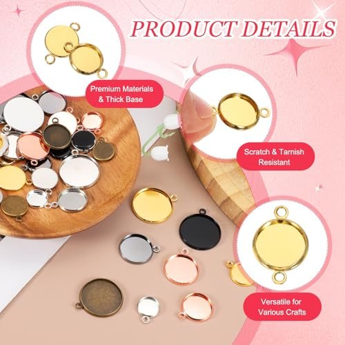 Pendant Trays for Jewelry Making 12mm Gold Tone, Blank Pendants Iron view 3