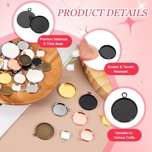 Pendant Trays for Jewelry Making 16mm Black Tone, Blank Pendants Iron view 3