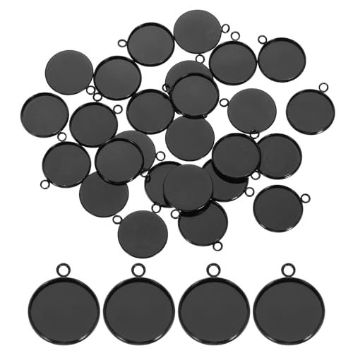Pendant Trays for Jewelry Making 16mm Black Tone, Blank Pendants Iron — PATIKIL