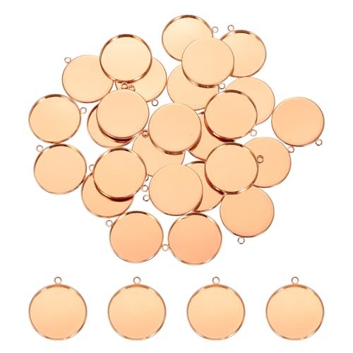 Pendant Trays for Jewelry Making 25mm Rose Gold Tone, Blank Pendants Iron — PATIKIL