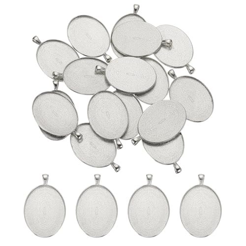 Pendant Trays for Jewelry Making 30 x 40mm White Gold Tone — PATIKIL