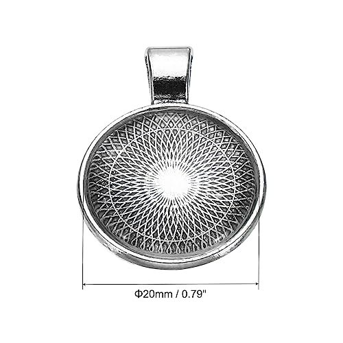 Pendant Trays with Transparent Glass Cabochons, 30 Sets 20mm Round Bezel view 2