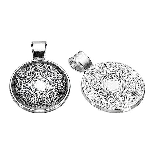 Pendant Trays with Transparent Glass Cabochons, 30 Sets 20mm Round Bezel view 4
