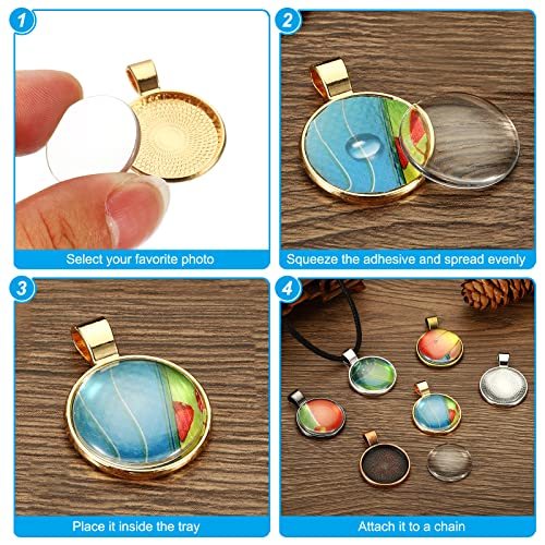 Pendant Trays with Transparent Glass Cabochons, 30 Sets 20mm Round Bezel view 5