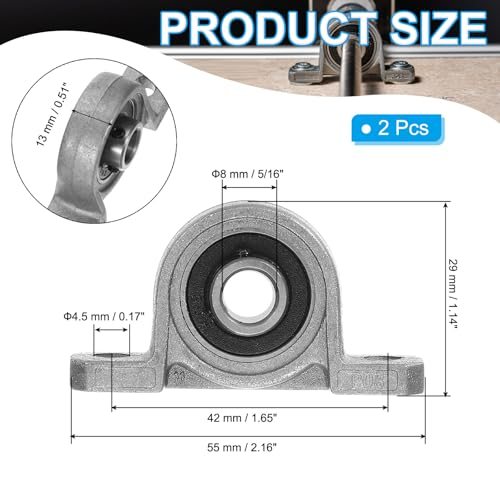 Pillow Block Bearing 5/16" / 8mm Bore view 2
