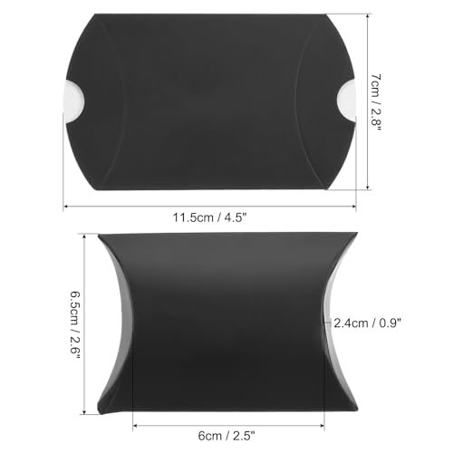 Pillow Boxes Wedding Gift Boxes Paper Box 2.6x2.6x1 Black 50Pcs view 2