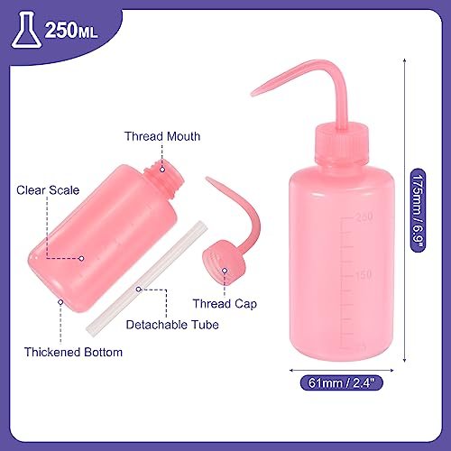 Pink 250ml/8oz Plastic Squeeze Bottles view 2