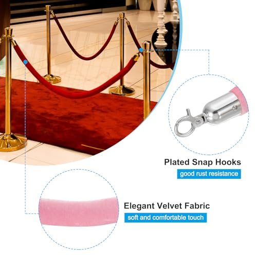 Pink Velvet Stanchion Rope view 3