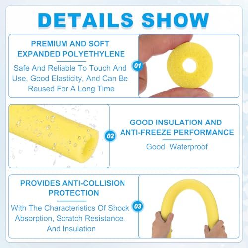Pipe Insulation Foam Tube 1/2" (12mm) ID 3.3FT 1-3/8" OD, Yellow, Heat view 3