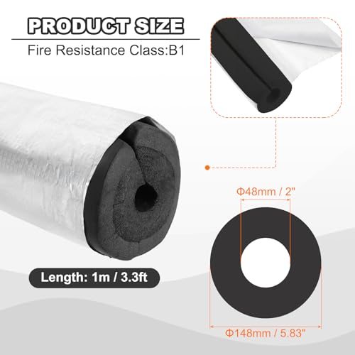 Pipe Insulation Foam Tube, 3.3FT Length Self Adhesive Pipe Freeze view 2