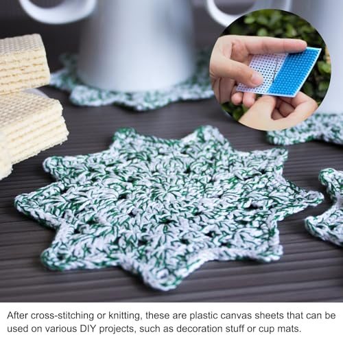 Plastic Mesh Canvas Sheets 3.12inch Blank Yarn Crafting White view 5