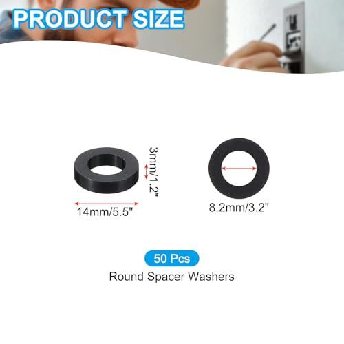 Plastic Round Spacer Washers Black Standoff Nut Unthreaded view 2