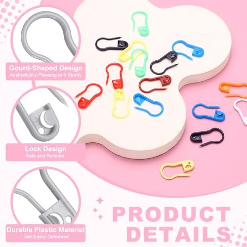 Plastic Safety Pins 0.9" Knitting Markers Crochet Clip Gray, Sewing Pin view 3