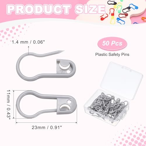 Plastic Safety Pins 0.9" Knitting Markers Crochet Clip Gray, Sewing Pin view 2